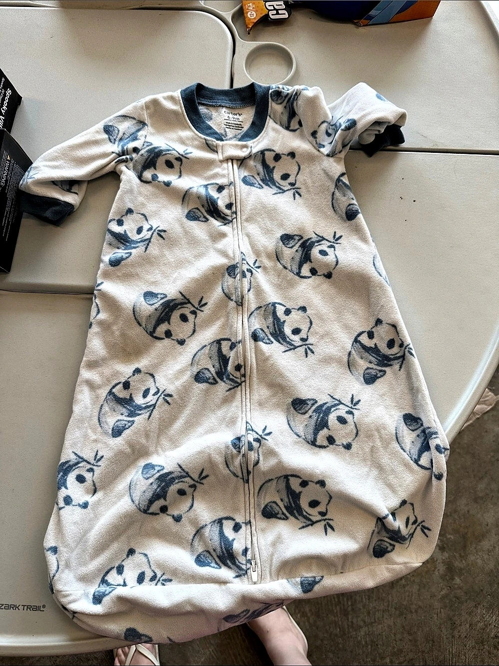 carter's Panda Fleece Sleep & Play Footie Cream & Blue Baby 6-9M